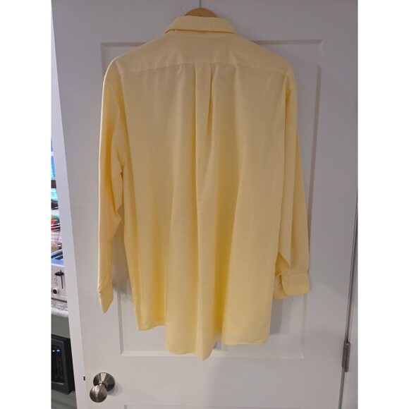 #78 VINTAGE Brooks Brothers men 17 2/3 yellow solid oxford dress shirt made USA - Picture 4 of 4